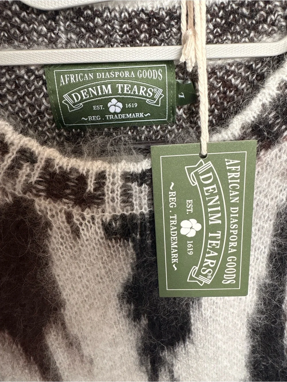 NWT Denim Tears Camo Mohair Crewneck 'White' Size L - Picture 4 of 7